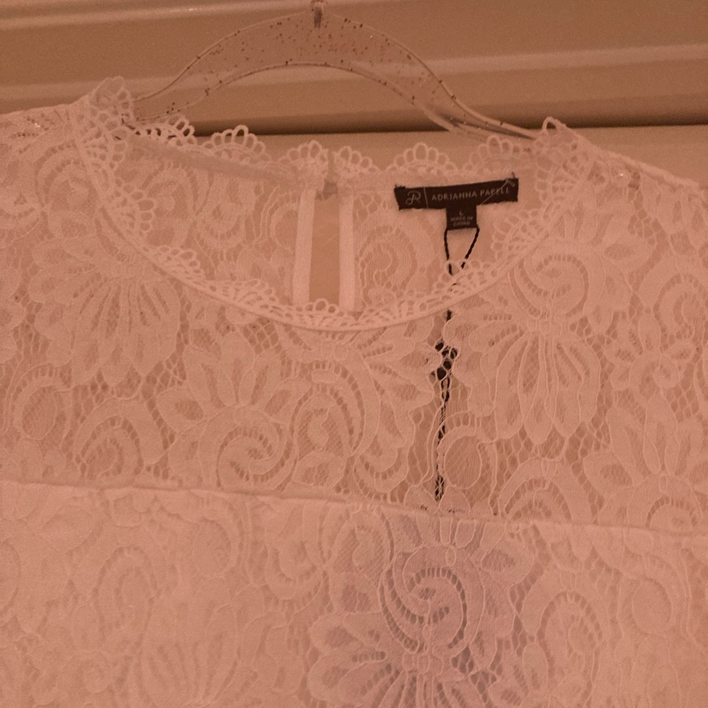 Adriana Papell white lace blouse